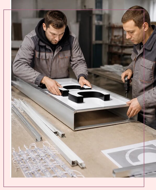 Изготовление короба с объемными буквами на заказ в Осинниках